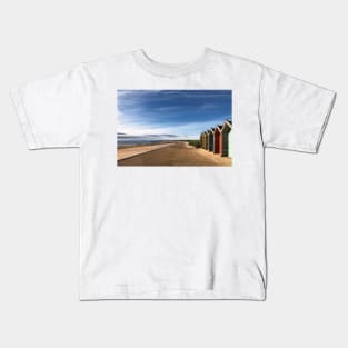 Blyth beach huts in July sunshine Kids T-Shirt